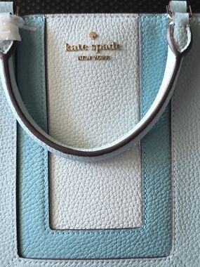 kate spade New York Two-Tone Blue and White Leather Mini Tote